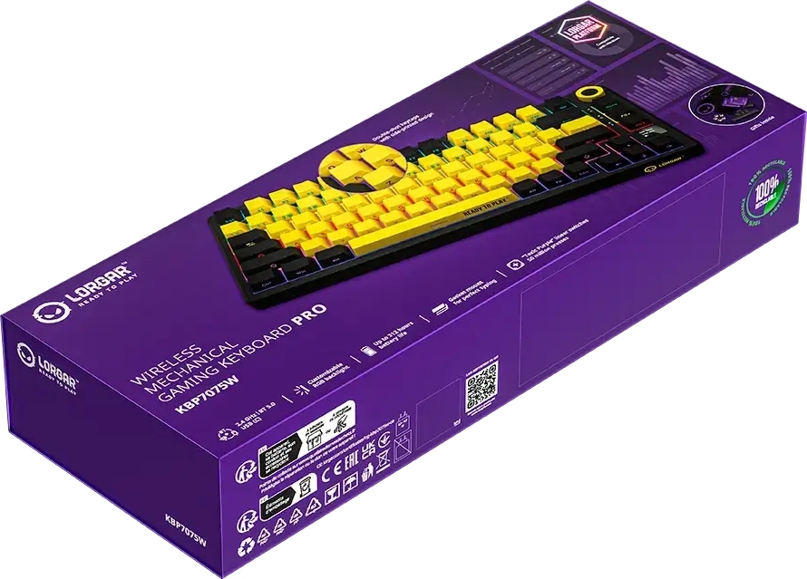 Игровая клавиатура Lorgar KBP7075W Wireless Gaming Mechanical Pro Black-Yellow (LRG-KBP7075W-YL-US) фото10