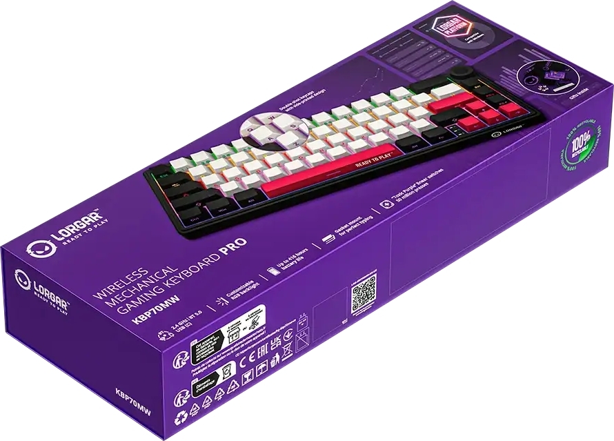 Игровая клавиатура Lorgar KBP70MW Wireless Mechanical Pro Black-Red (LRG-KBP70MW-BK-US) фото