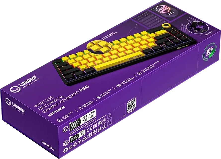 Игровая клавиатура Lorgar KBP70MW Wireless Mechanical Pro Black-Yellow (LRG-KBP70MW-YL-US) фото11