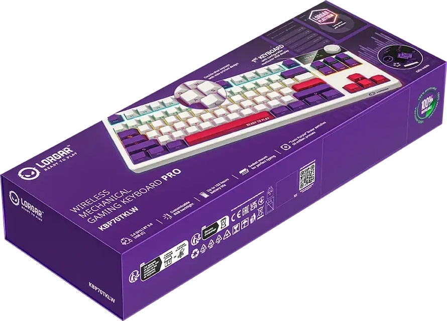 Ігрова клавіатура Lorgar KBP70TKLW Wireless TKL Mechanical Pro White (LRG-KBP70TKLW-WH-US) фото10