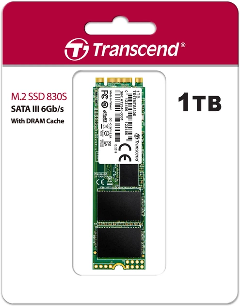 SSD-накопитель Transcend MTS830S 1TB M.2 SATA SATA III 3D-NAND TLC (TS1TMTS830S) фото2