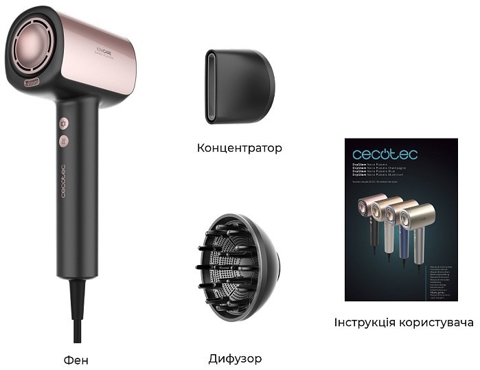 Фен Cecotec DryGlam Nano Plasma Black (A01_EU01_100150) фото2