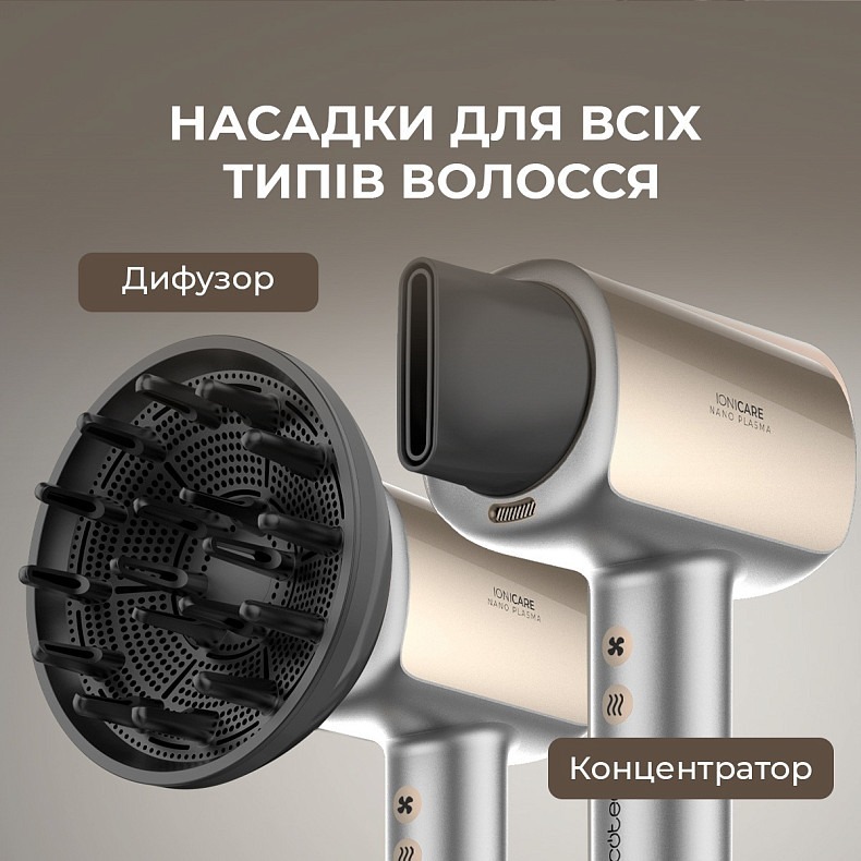 Фен Cecotec DryGlam Nano Plasma Champagne (A01_EU01_101438) фото