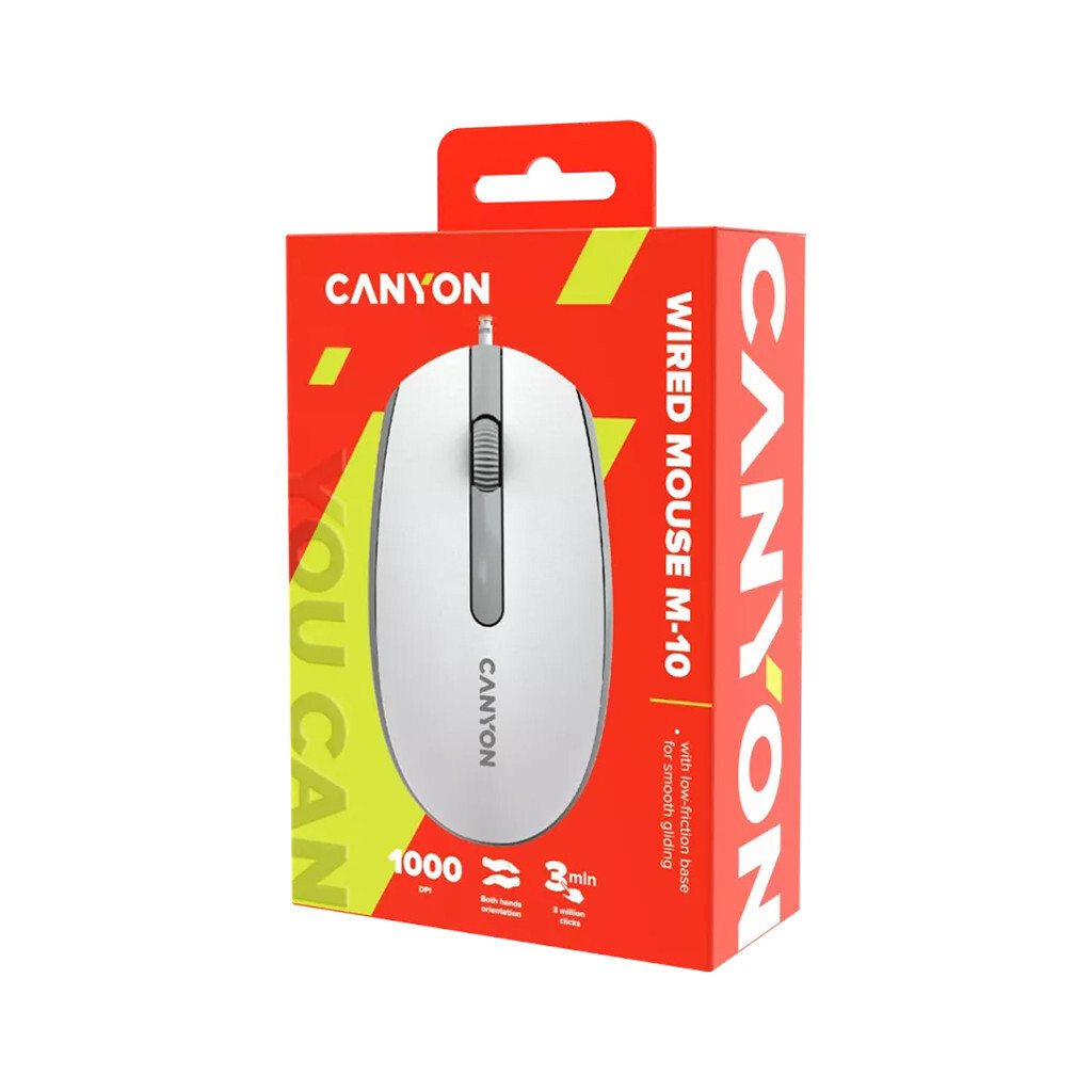Мышь Canyon M-10 Wired White Grey (CNE-CMS10WG) фото6