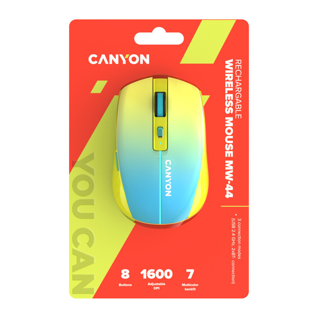 Мышь Canyon MW-44 Wireless Rechargeable Yellow Blue (CNS-CMSW44UA) фото6