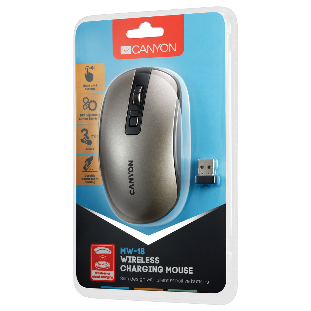 Мышь Canyon MW-18 Wireless Rechargeable Dark Grey (CNS-CMSW18DG) фото5