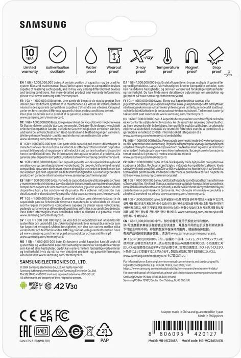 Карта пам'яті SAMSUNG MICRO SDXC T7 256GB (MB-MB256T/WW) фото5