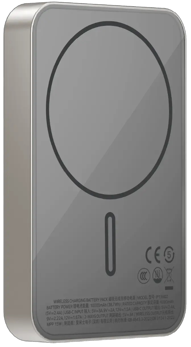 Портативний зарядний пристрій MOMAX WRL 10000mAh TITANIUM (IP136Q2L) фото