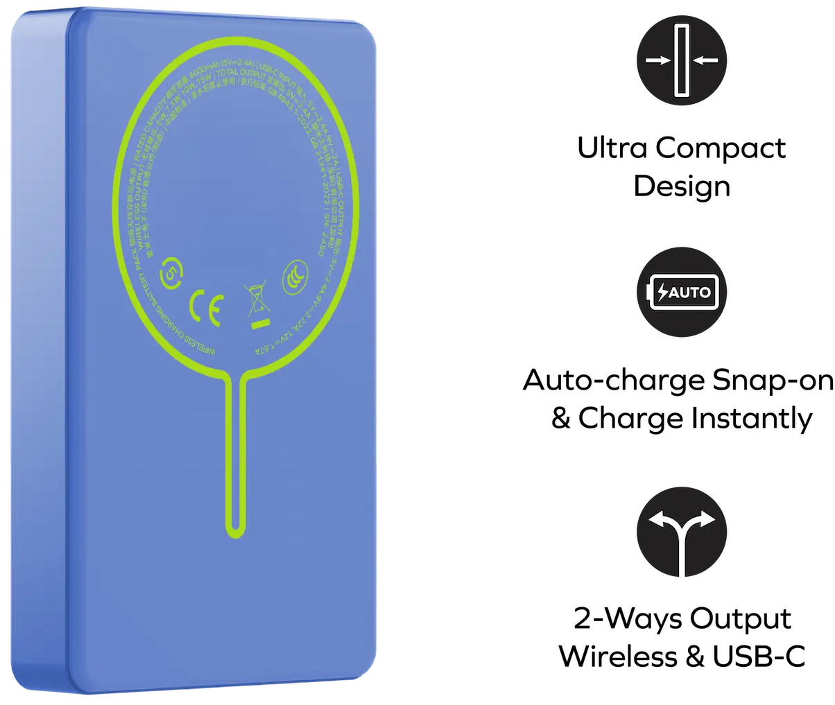 Портативний зарядний пристрій MOMAX WRL 10000mAh BLUE (IP137AB) фото2