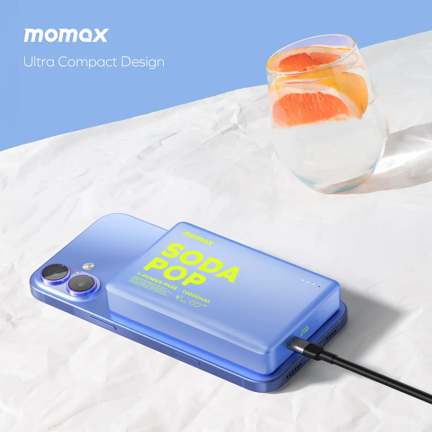 Портативний зарядний пристрій MOMAX WRL 10000mAh BLUE (IP137AB) фото4