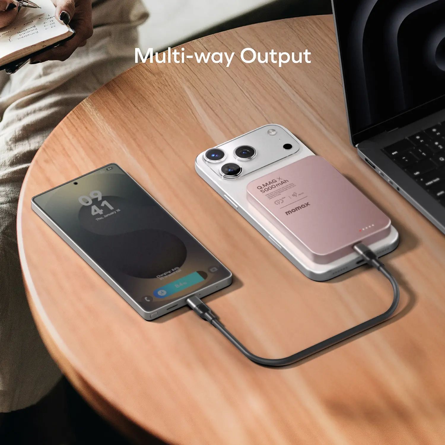 Портативний зарядний пристрій MOMAXWRL 5000mAh Q.MAG X PINK (IP116AP) фото6
