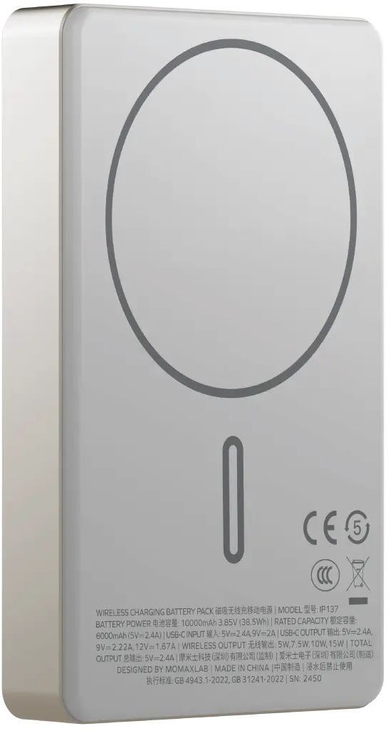 Портативний зарядний пристрій MOMAX WRL 10000mAh TITANIUM (IP137L) фото2