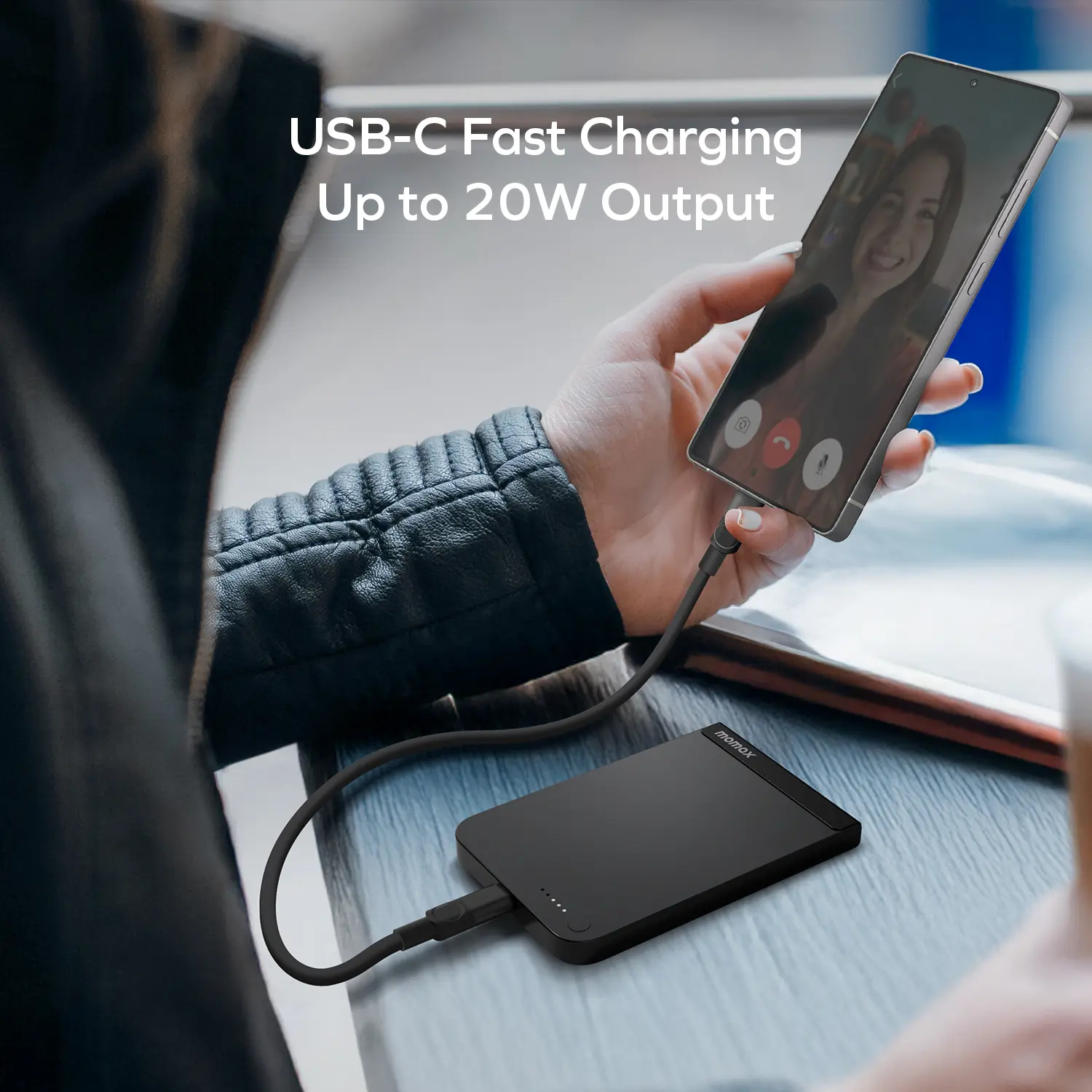 Портативний зарядний пристрій MOMAX WRL 5000mAh BLACK (IP161Q2D) фото5