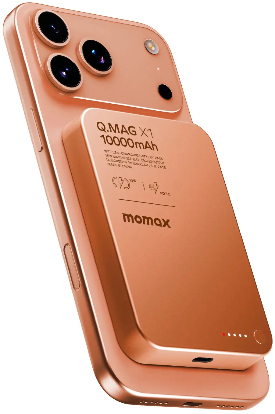 Портативное зарядное устройство MOMAX WRL 10000mAh Q.MAG X1 ORANGE (IP117AM) фото2