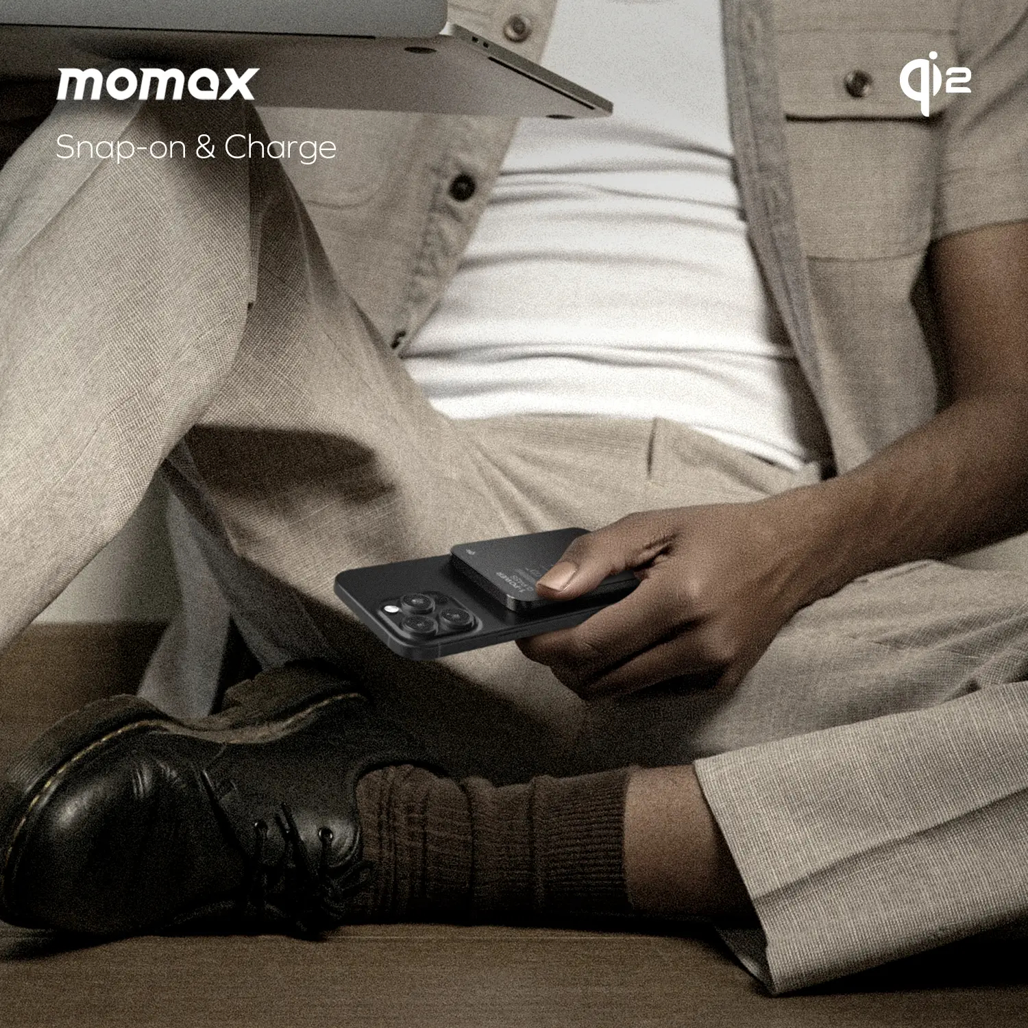 Портативний зарядний пристрій MOMAX WRL 5000mAh BLACK (IP129Q2D) фото