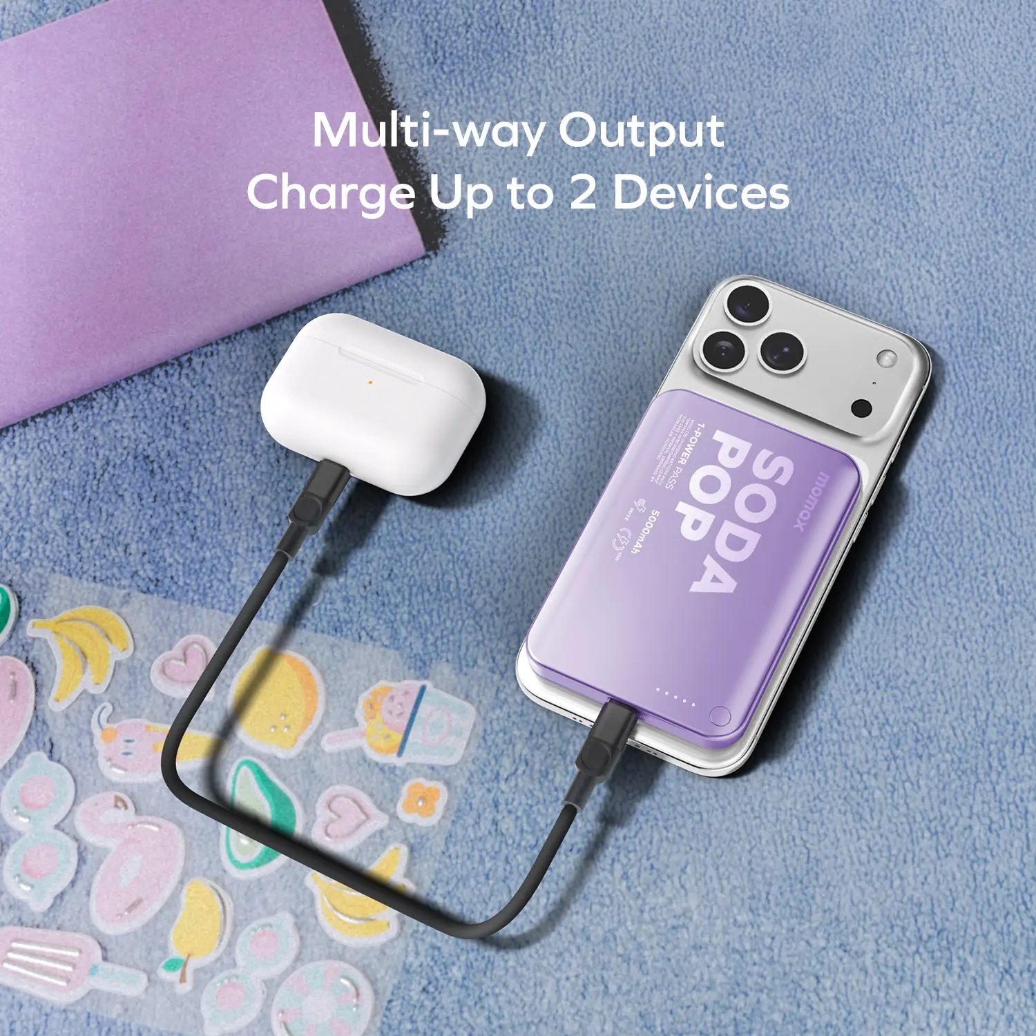 Портативний зарядний пристрій MOMAX WRL 5000mAh PURPLE (IP165U) фото6