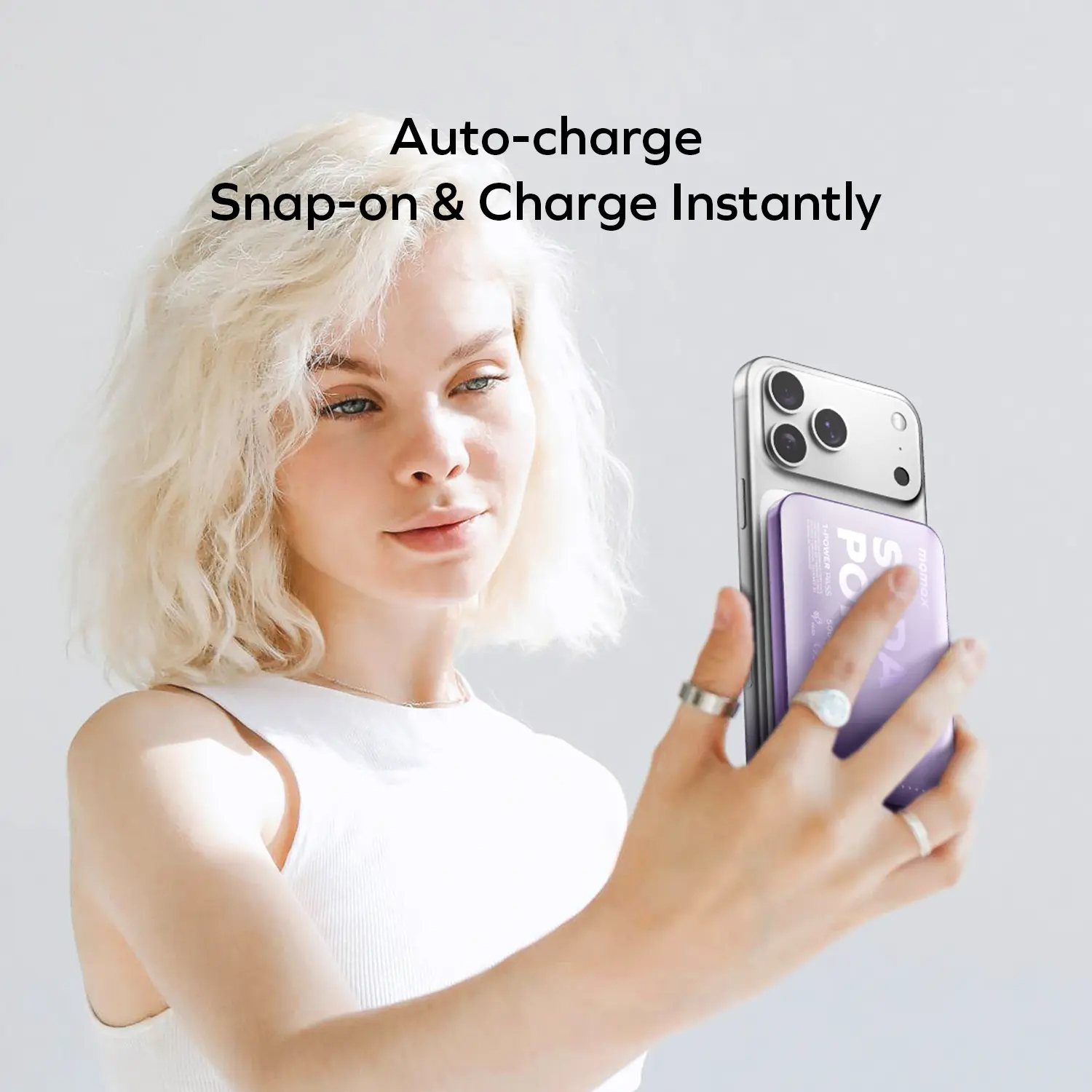 Портативний зарядний пристрій MOMAX WRL 5000mAh PURPLE (IP165U) фото7