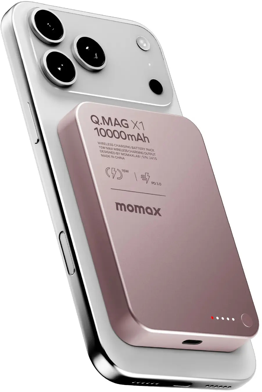 Портативний зарядний пристрій MOMAX WRL 10000mAh Q.MAG X1 PINK (IP117AP) фото2
