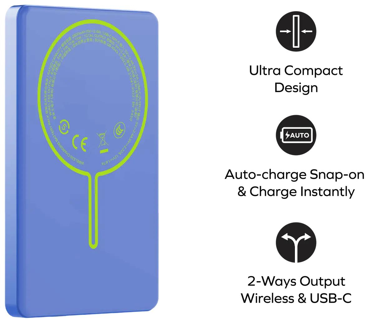 Портативний зарядний пристрій MOMAX WRL 5000mAh BLUE (IP135AB2) фото