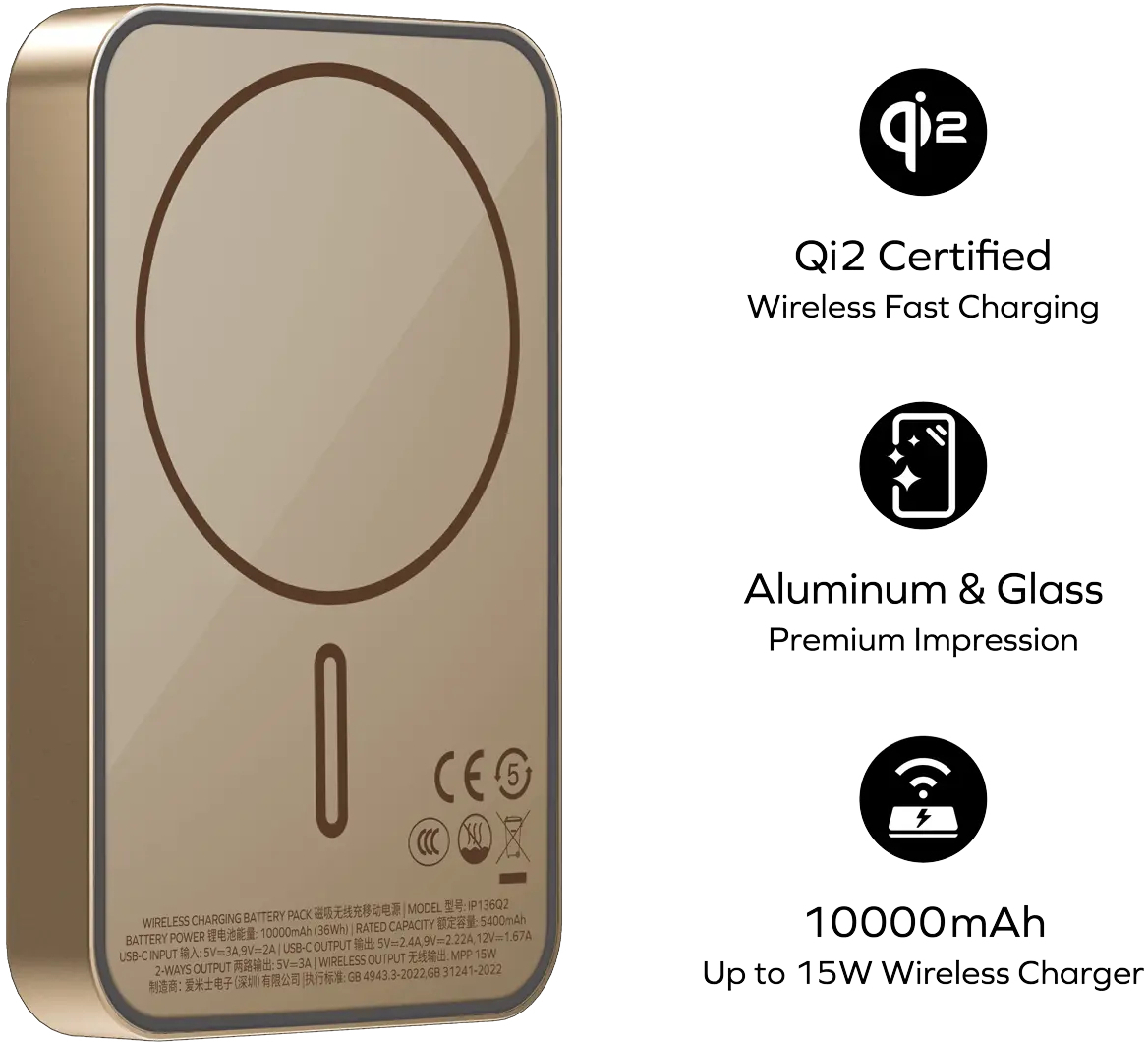 Портативное зарядное устройство MOMAX WRL 10000mAh DESERT TITAN (IP136Q2L2) фото5