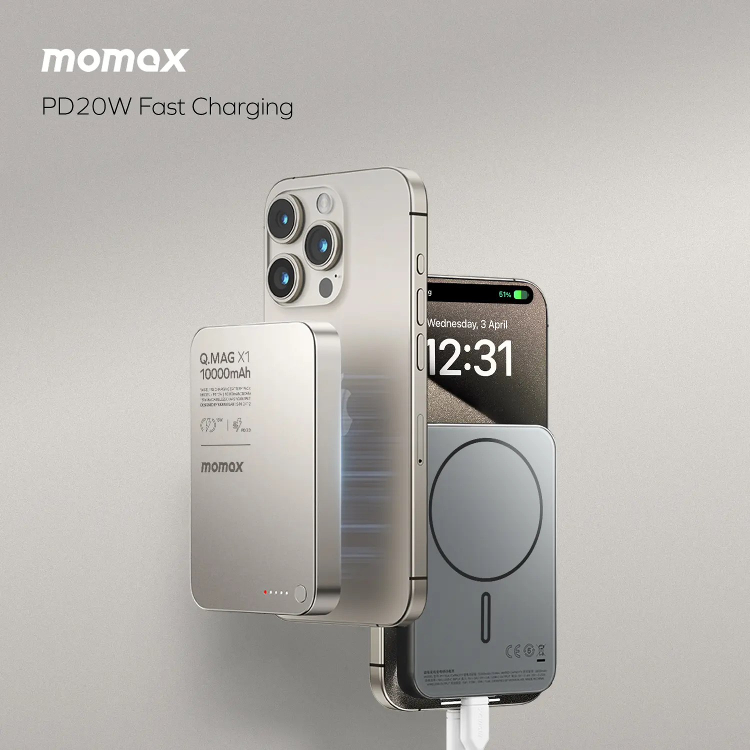 Портативний зарядний пристрій MOMAX WRL 10000mAh Q.MAG X1 TITAN (IP117AE) фото7