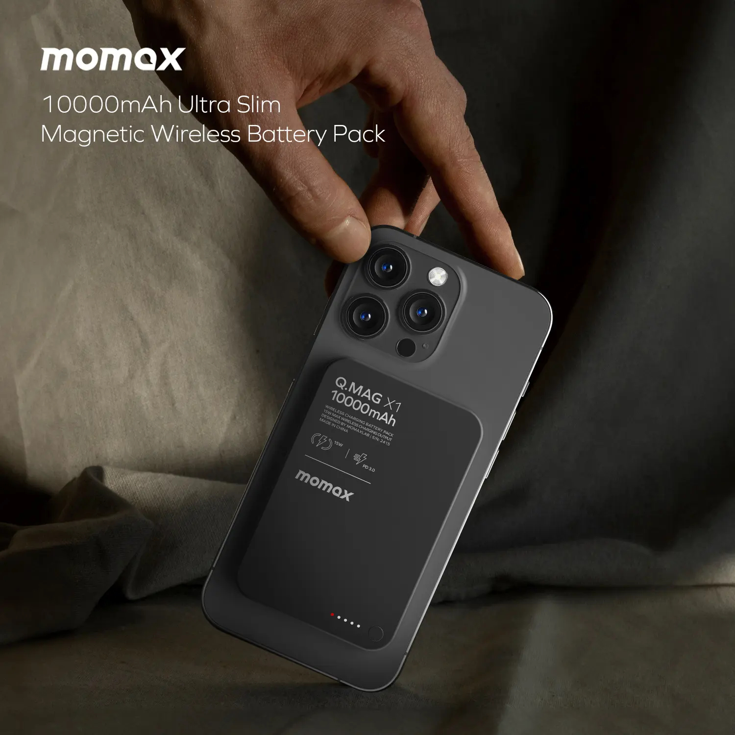 Портативний зарядний пристрій MOMAX WRL 10000mAh Q.MAG X1 BLACK (IP117AD) фото5