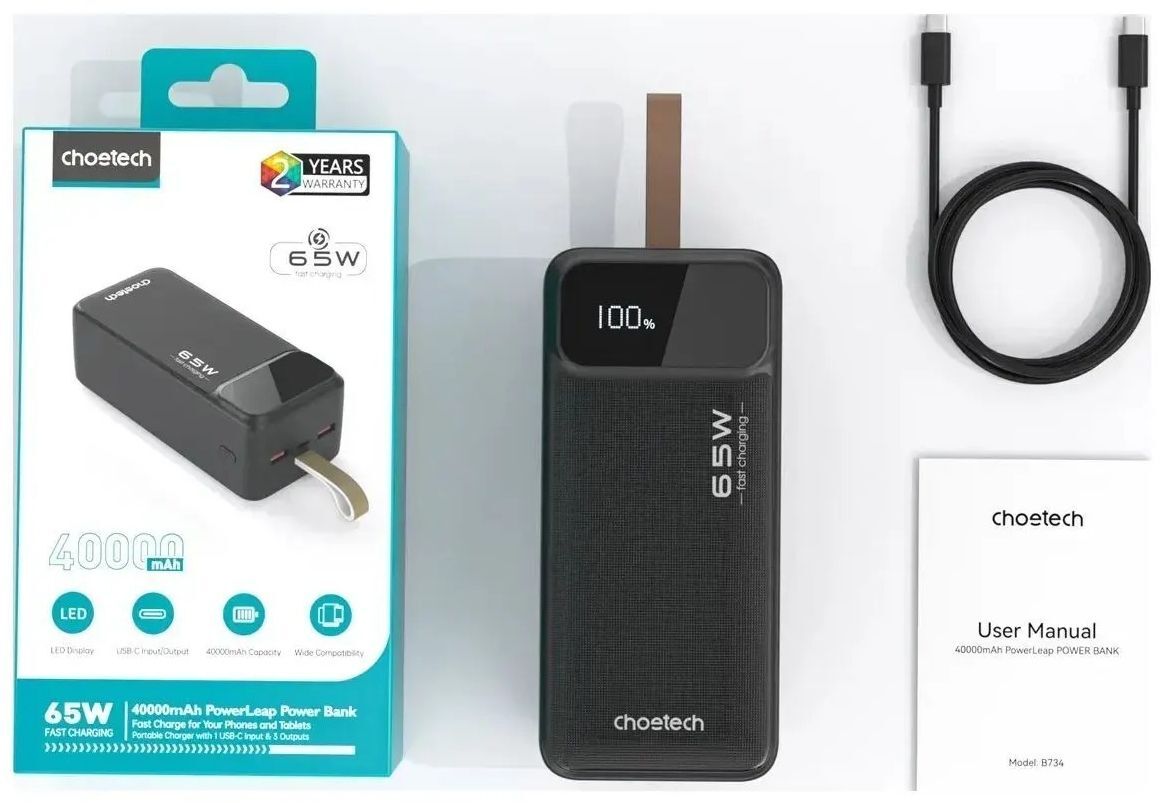 Портативное зарядное устройство Choetech Power Bank 40000mAh (B734) фото