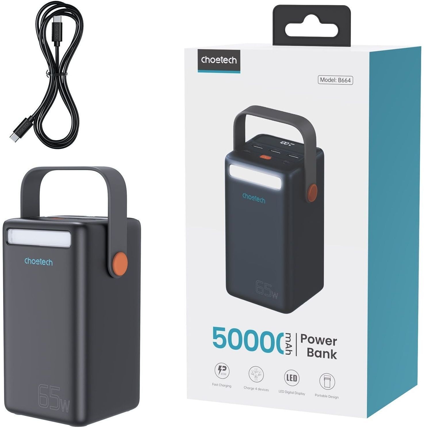 Портативное зарядное устройство Choetech Power Bank 50000mAh (B664) фото