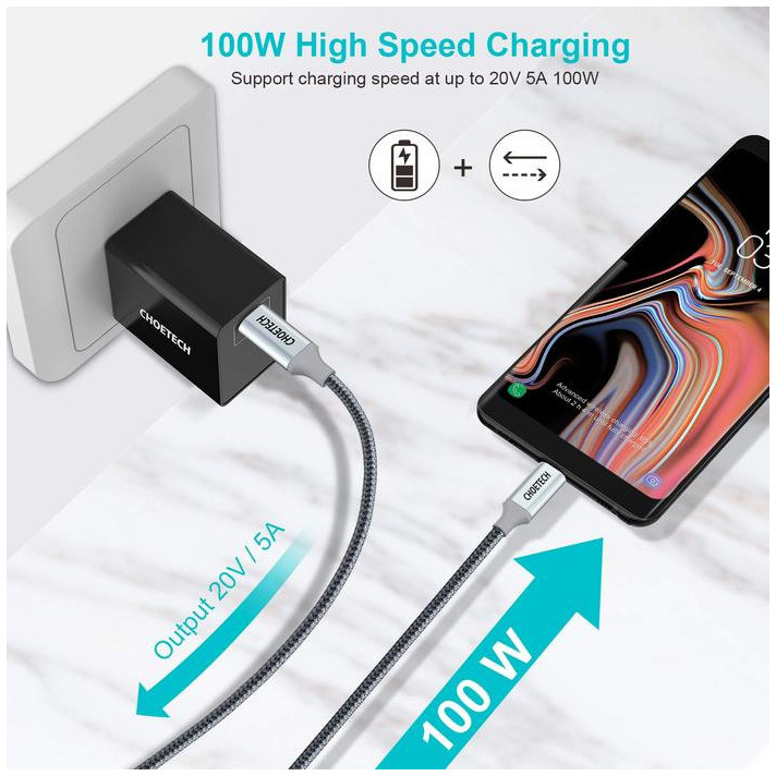 Кабель Choetech PD100W 1,8 м Choetech USB-C to USB-C фото3