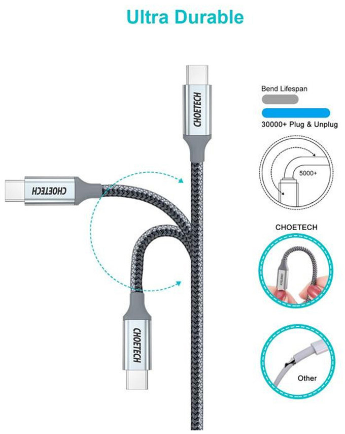 Кабель Choetech PD100W 1,8 м Choetech USB-C to USB-C фото2