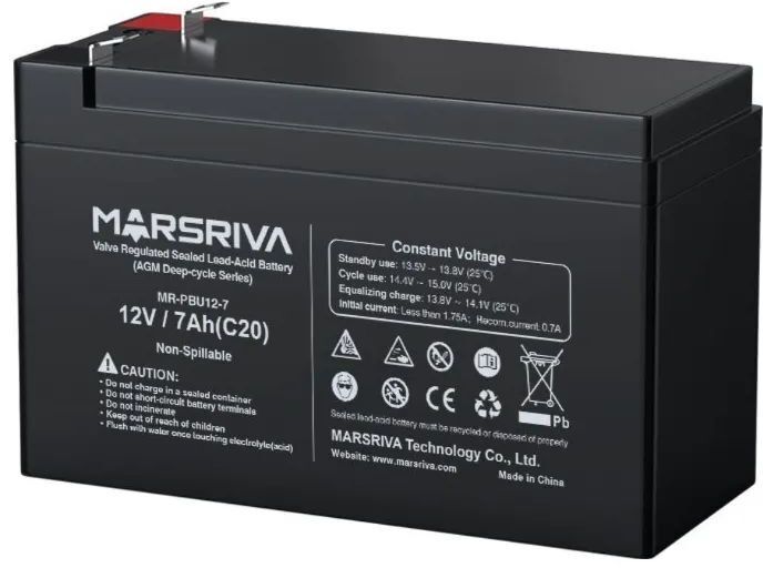 Аккумуляторна батарея MARSRIVA AGM 12V/7Ah (MR-PBU12-7) фото2