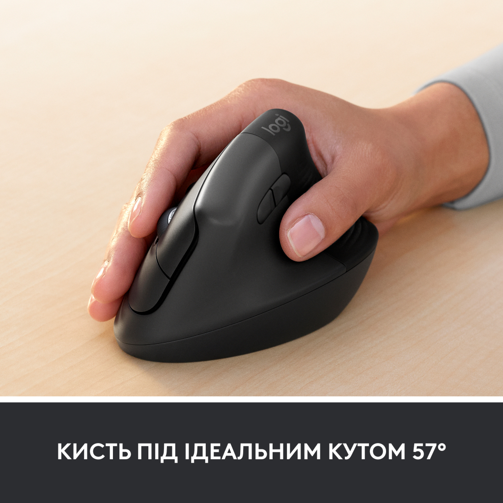 Мышь Logitech USB OPTICAL WRL VERTICAL BLACK RIGH фото