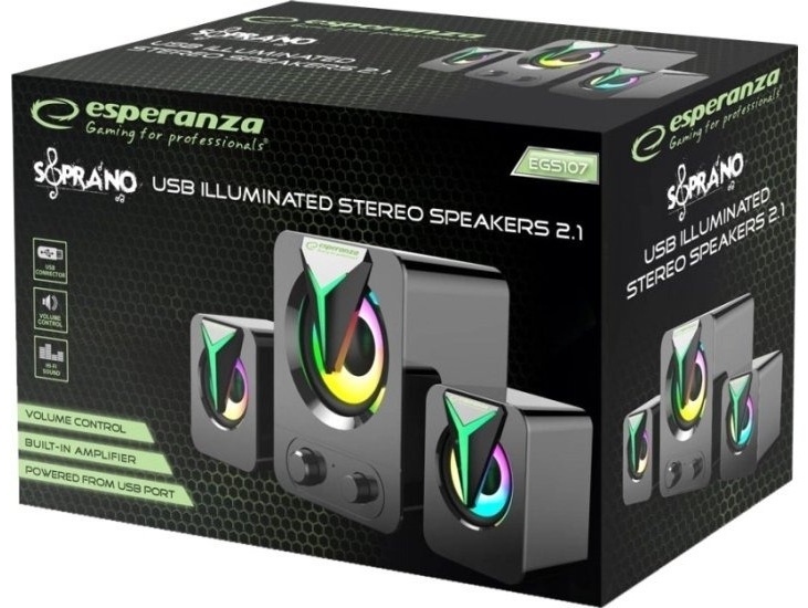 Акустика Esperanza USB Speakers 2.1 led rainbow soprano (EGS107) фото4