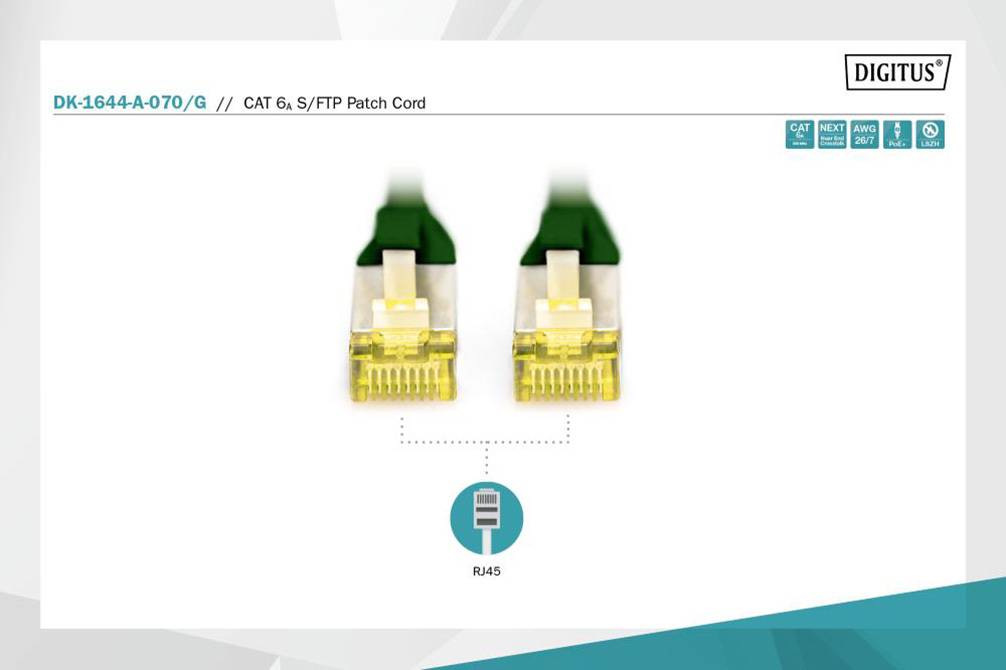 Патч корд CAT 6A S-FTP 7м зелений (DK-1644-A-070/G) фото2
