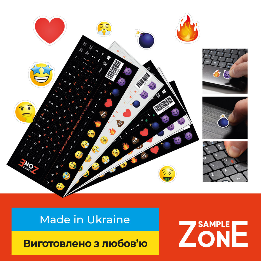 Наклейка на клавиатуру SampleZone белая/синяя фото2