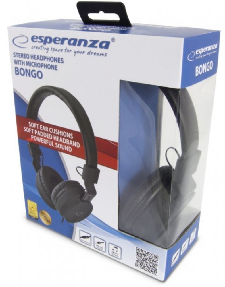 навушники з мікрофоном Bongo Black Headset EH212K фото3