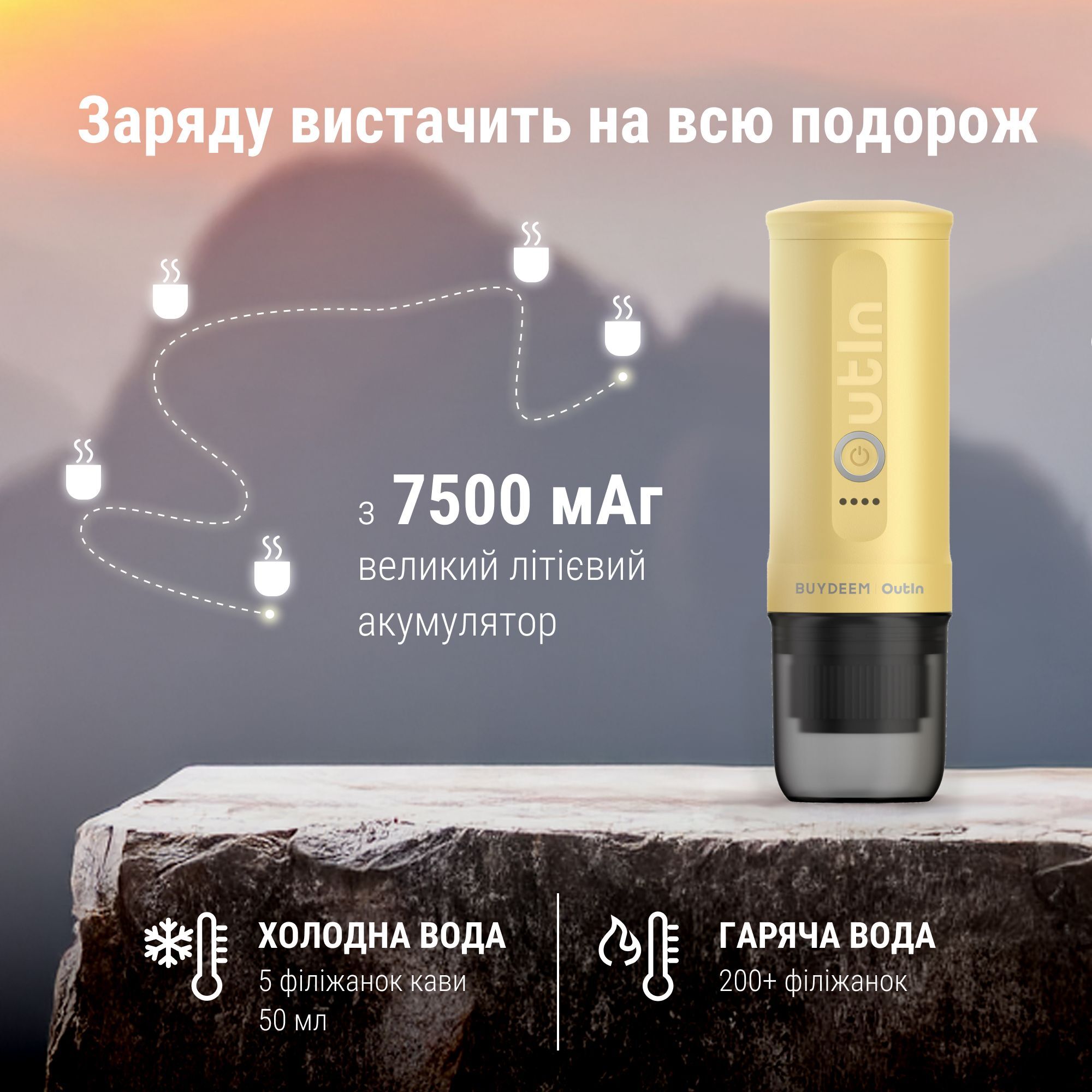 Портативна кавомашина Buydeem Outin X Yellow (OTEM-01-MY) фото10
