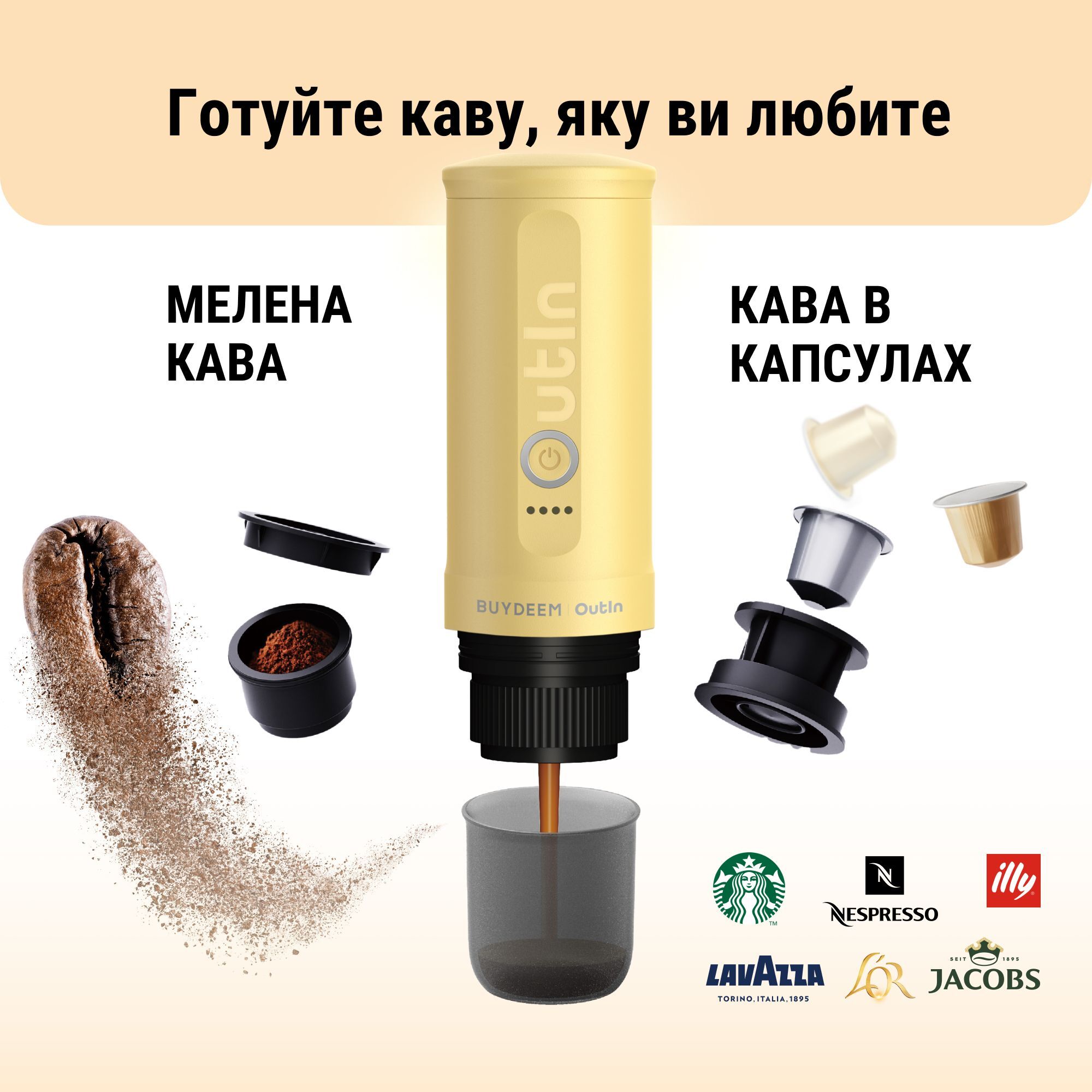 Портативна кавомашина Buydeem Outin X Yellow (OTEM-01-MY) фото5