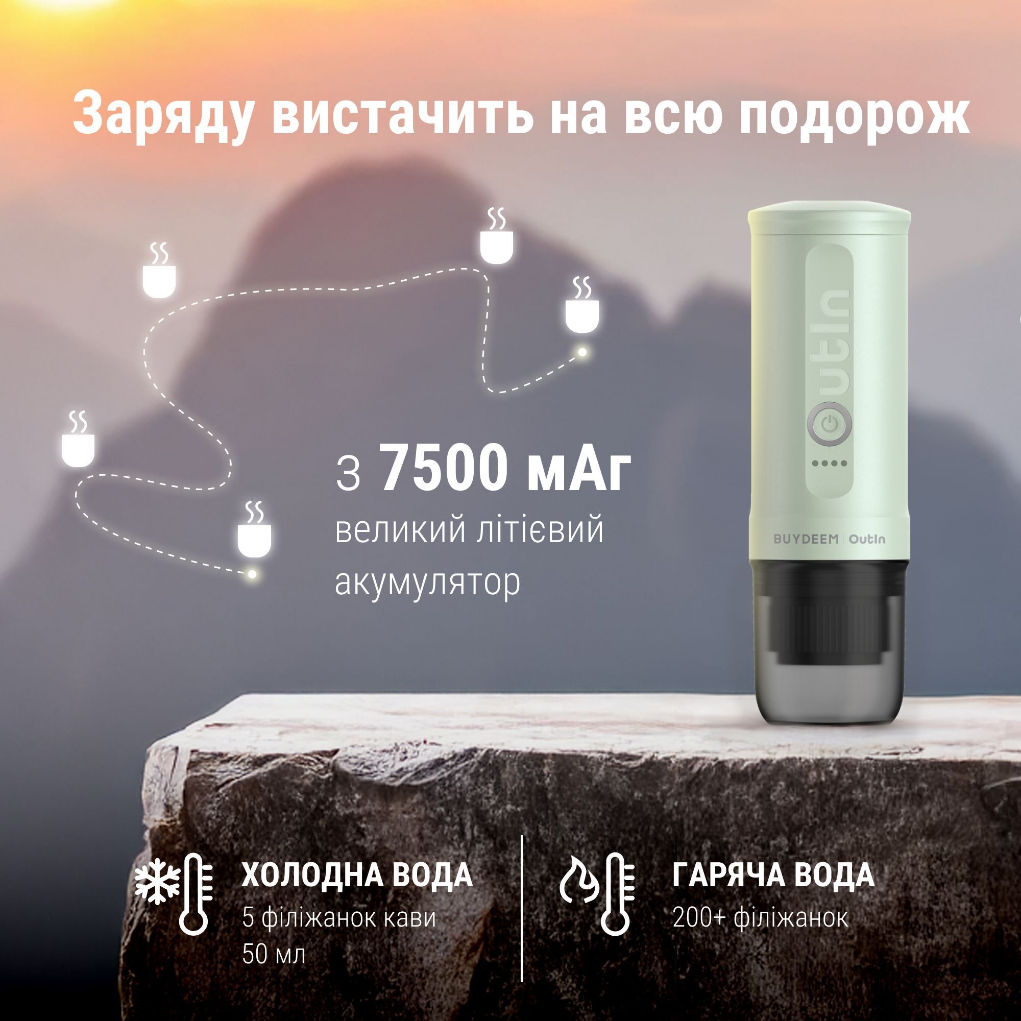 Портативна кавомашина Buydeem Outin X Cozy green (OTEM-01-CG) фото9