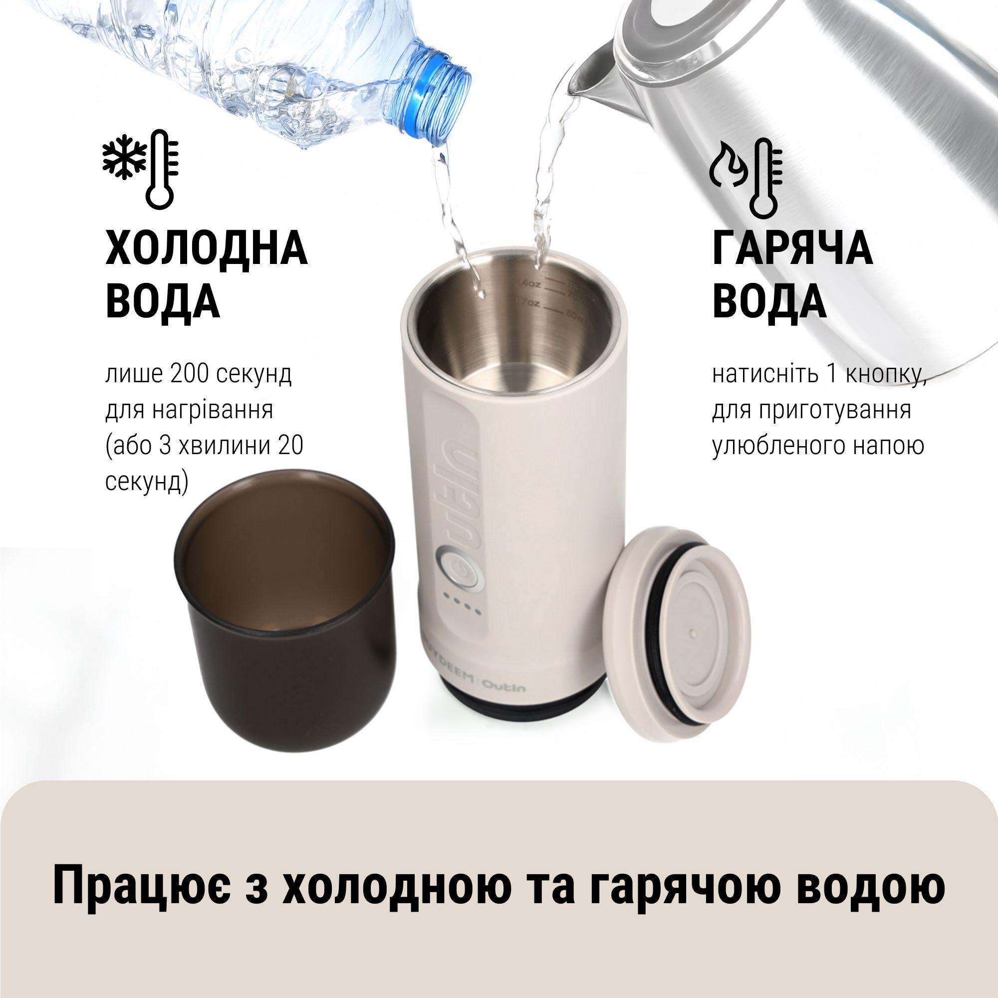 Портативна кавомашина Buydeem Outin X Oatmilk (OTEM-01-OW) фото6