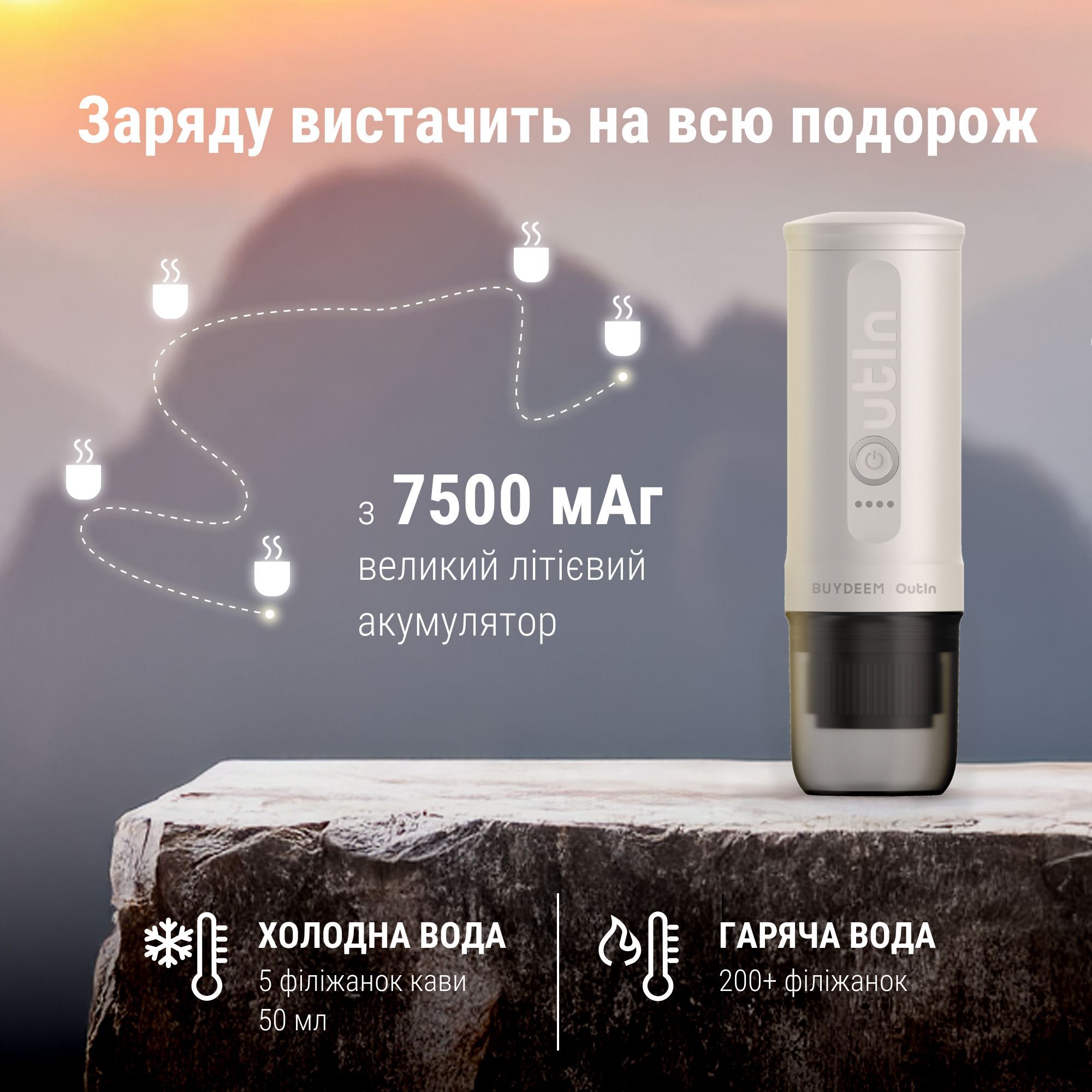 Портативна кавомашина Buydeem Outin X Oatmilk (OTEM-01-OW) фото7