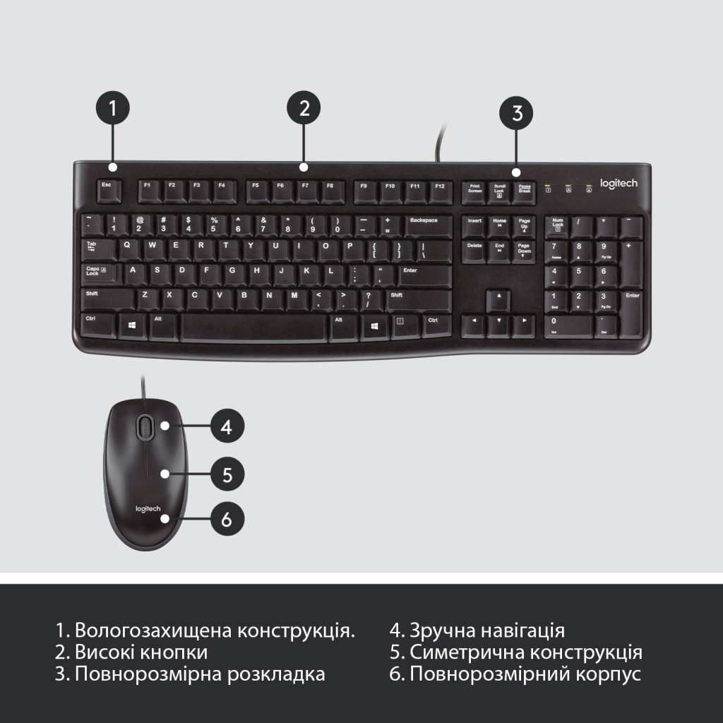 Комплект Logitech MK120 Black USB фото6