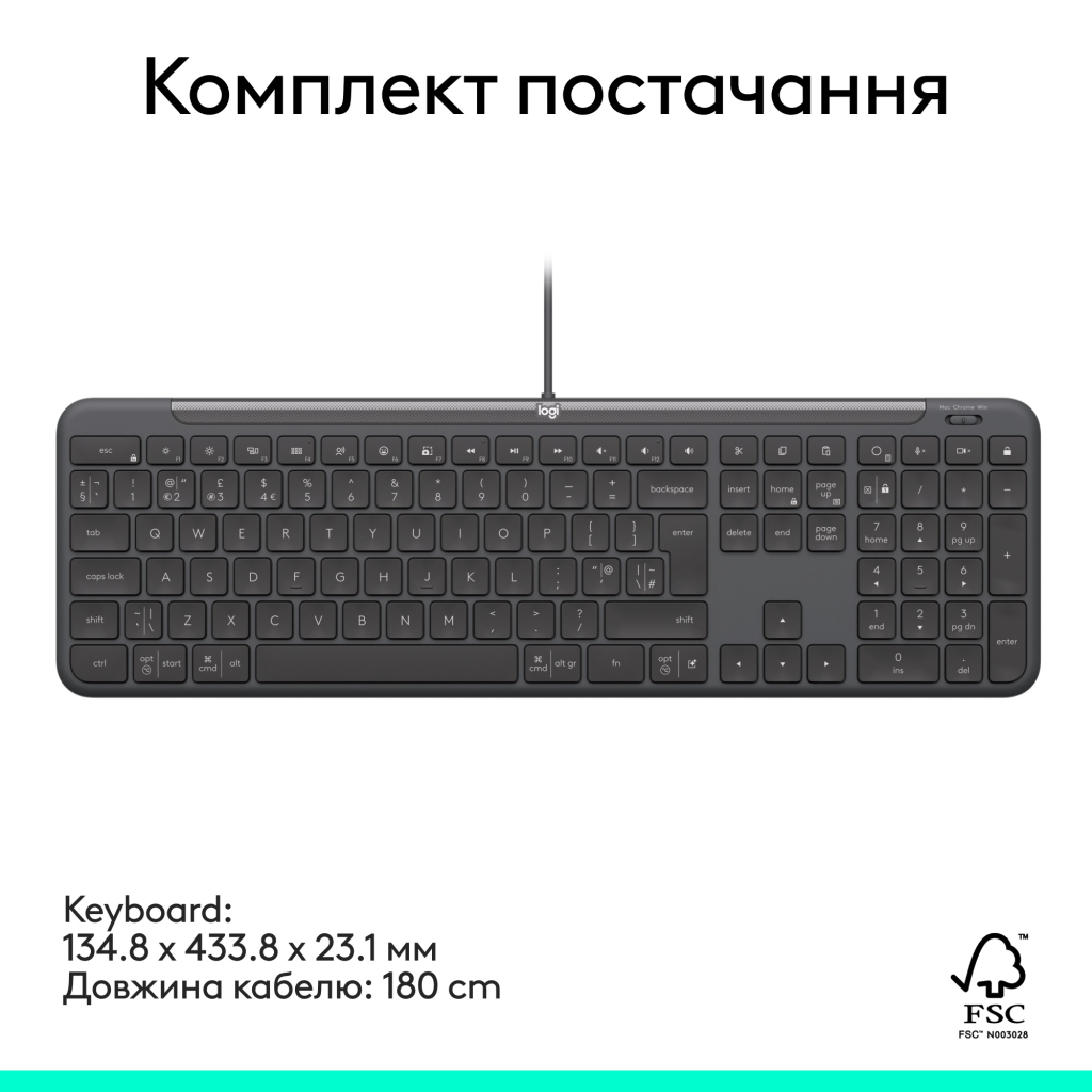 Клавиатура Logitech Signature Slim K620 Wired Keyboard for Business GRAPHITE фото8