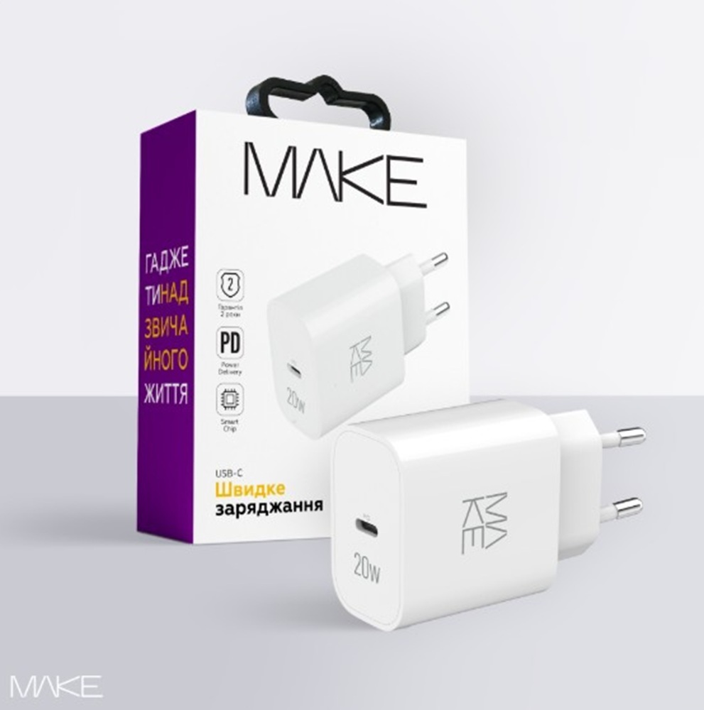 Зарядний пристрій MakeFuture 20W PD White (MCW-2011WH) фото