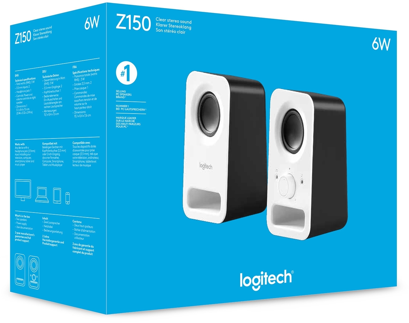 Акустика Logitech Z150 Stereo Speakers, SNOW WHITE фото4