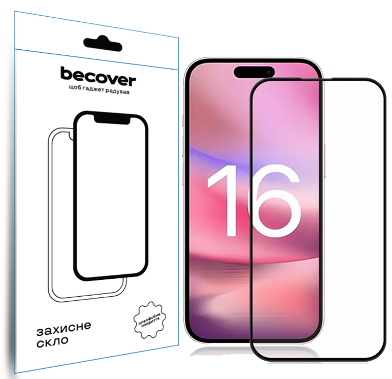 Защитное стекло BeCover для Apple iPhone 16 Black (712122) фото