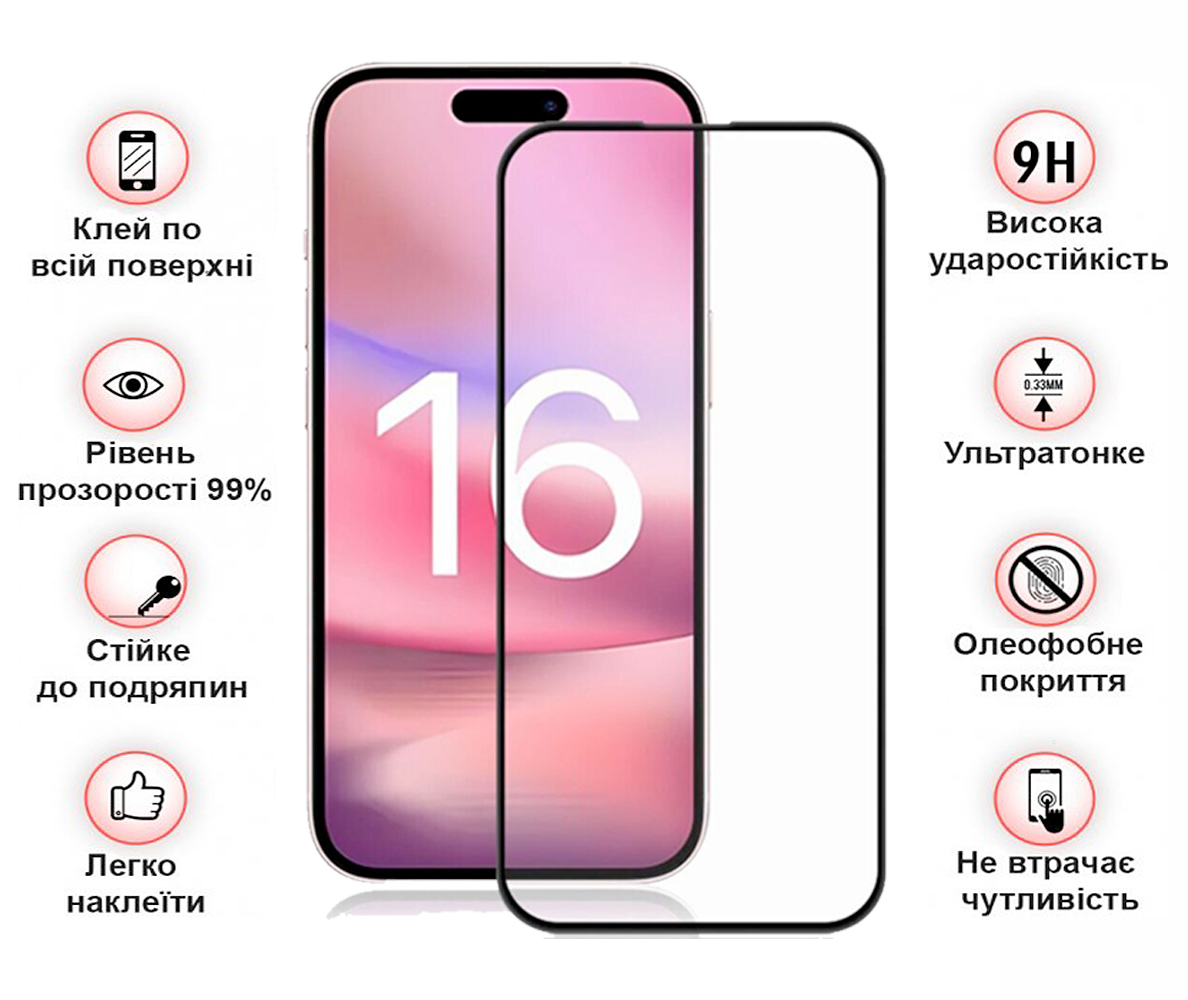 Защитное стекло BeCover для Apple iPhone 16 Black (712122) фото