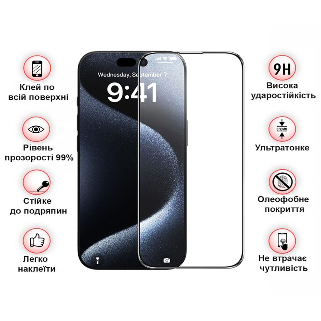 Захисне скло BeCover для Apple iPhone 16 Plus Black (712123) фото3