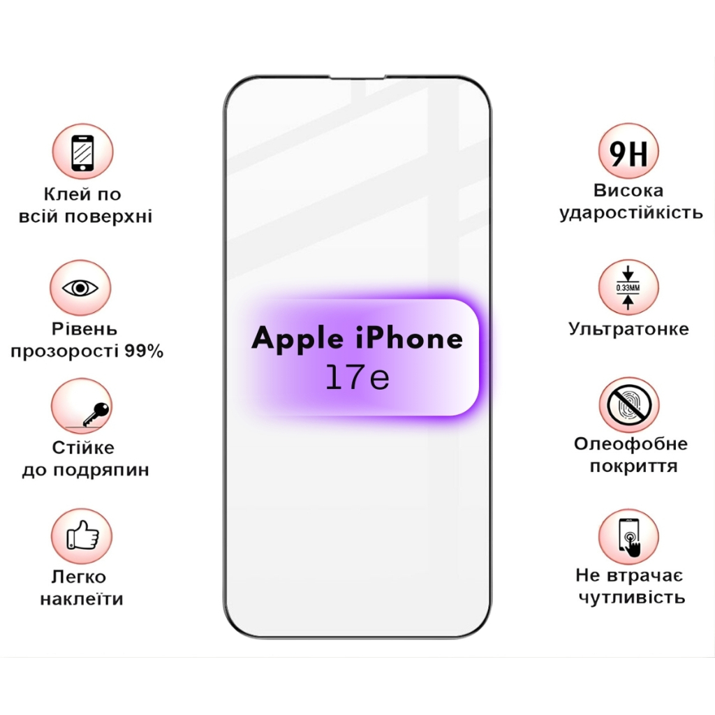 Захисне скло BeCover для Apple iPhone 17e Black (715141) фото3