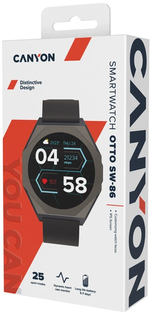 Смарт-часы Canyon Otto SW-86 Black (CNS-SW86BB) фото8